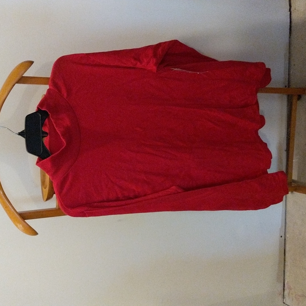 Hillard & Hanson Mock Neck Shirt RED Shirt Plus Sizes 1X 2X 3X